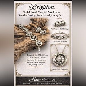 Brighton Swirl Pearl Crystal Necklace
Bracelet Earrings Coordinated Jewelry Set